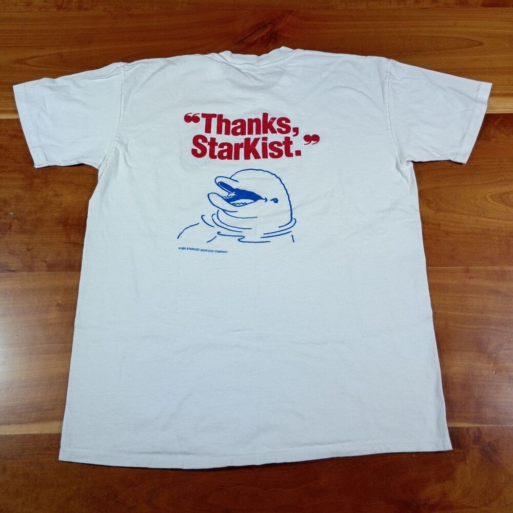 Vintage 90s Starkist Tuna Dolphin Safe T Shirt M Thanks Sunkist